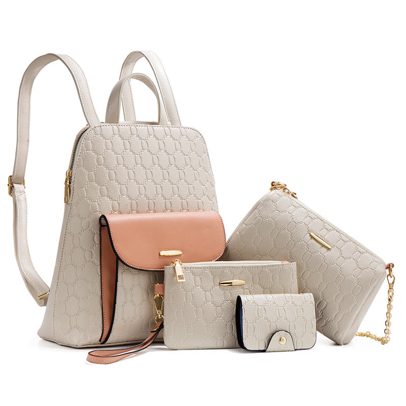 Diagonal Cross Double Shoulder Simple Large Capacity Chain Four Piece Mother's Bag For Women